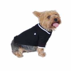 Side view black polo dog t-shirt